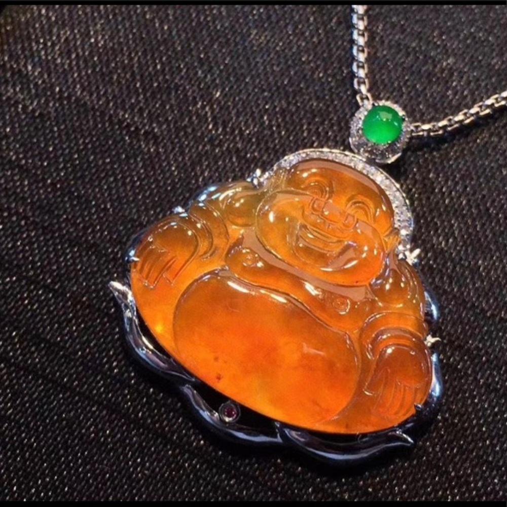 18k gold Authentic type a lucky lucky jade pendant